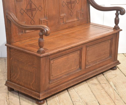 CARVED OAK SETTLE - ADDITIONAL PHOTO 7