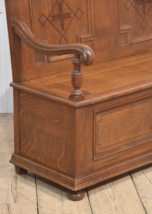 CARVED OAK SETTLE - ADDITIONAL PHOTO 8
