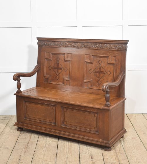CARVED OAK SETTLE - ADDITIONAL PHOTO 9