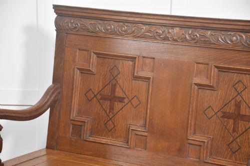 CARVED OAK SETTLE - ADDITIONAL PHOTO 10