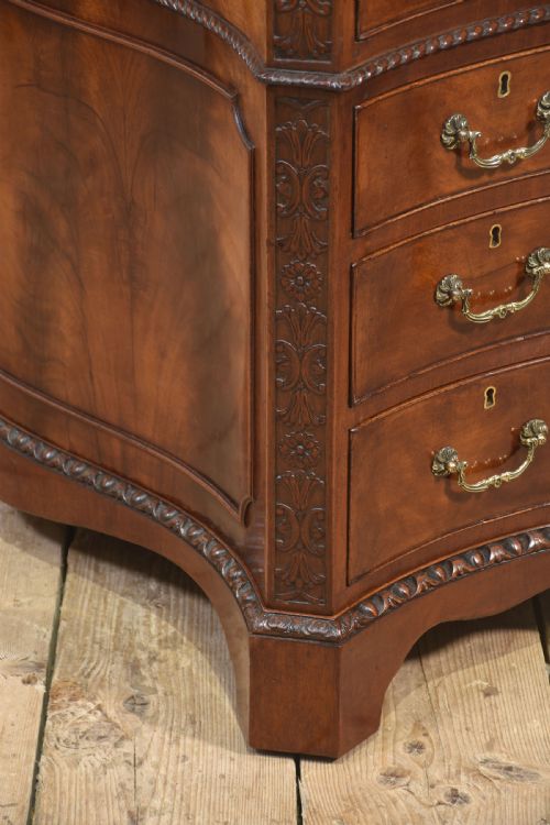CHIPPENDALE REVIVAL MAHOGANY SERPENTINE PARTNERS DESK - ADDITIONAL PHOTO 3