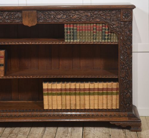 CARVED OAK OPEN BOOKCASE - ADDITIONAL PHOTO 2