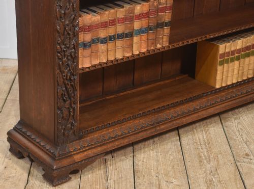 CARVED OAK OPEN BOOKCASE - ADDITIONAL PHOTO 4