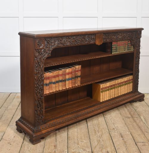 CARVED OAK OPEN BOOKCASE - ADDITIONAL PHOTO 5