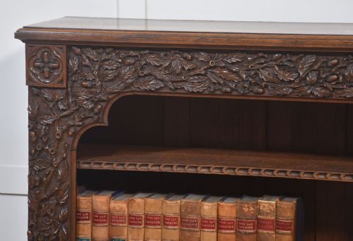 CARVED OAK OPEN BOOKCASE - ADDITIONAL PHOTO 6