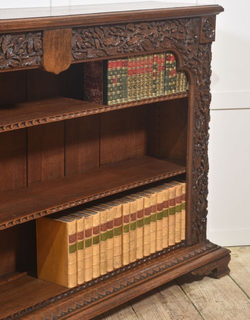 CARVED OAK OPEN BOOKCASE - ADDITIONAL PHOTO 7