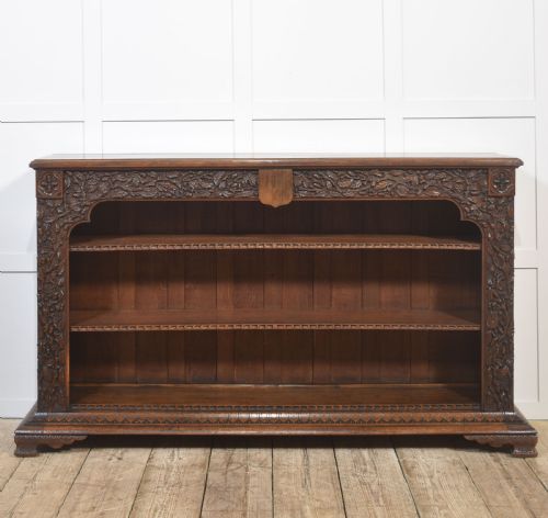 CARVED OAK OPEN BOOKCASE - ADDITIONAL PHOTO 9