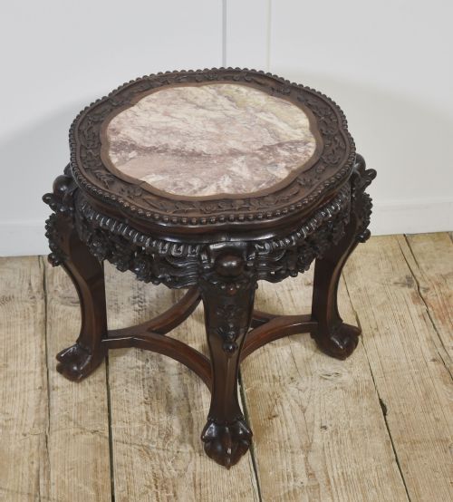 CHINESE ROSEWOOD AND MARBLE SIDE TABLE - ADDITIONAL PHOTO 1