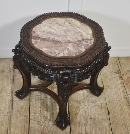 CHINESE ROSEWOOD AND MARBLE SIDE TABLE - ADDITIONAL PHOTO 2