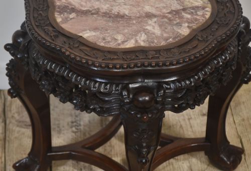 CHINESE ROSEWOOD AND MARBLE SIDE TABLE - ADDITIONAL PHOTO 3