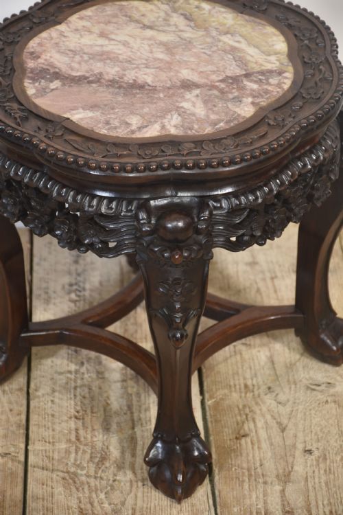 CHINESE ROSEWOOD AND MARBLE SIDE TABLE - ADDITIONAL PHOTO 4