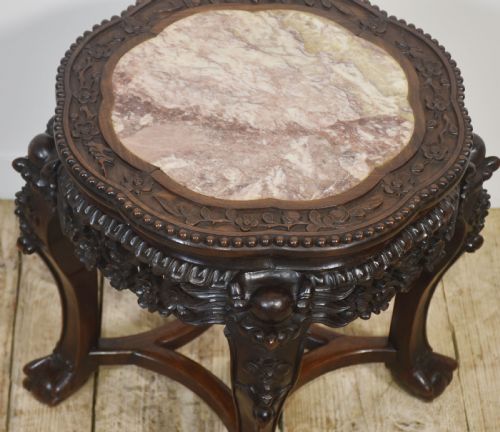 CHINESE ROSEWOOD AND MARBLE SIDE TABLE - ADDITIONAL PHOTO 5
