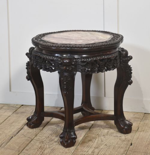 CHINESE ROSEWOOD AND MARBLE SIDE TABLE - ADDITIONAL PHOTO 6