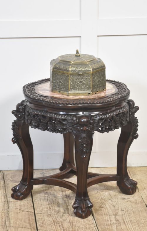CHINESE ROSEWOOD AND MARBLE SIDE TABLE - ADDITIONAL PHOTO 7