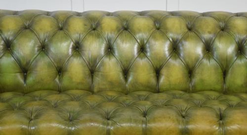 HANDDYED GREEN LEATHER CHESTERFIELD SOFA - ADDITIONAL PHOTO 1