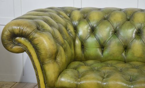 HANDDYED GREEN LEATHER CHESTERFIELD SOFA - ADDITIONAL PHOTO 4