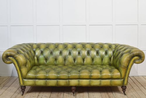 HANDDYED GREEN LEATHER CHESTERFIELD SOFA - ADDITIONAL PHOTO 5