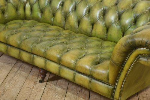 HANDDYED GREEN LEATHER CHESTERFIELD SOFA - ADDITIONAL PHOTO 10