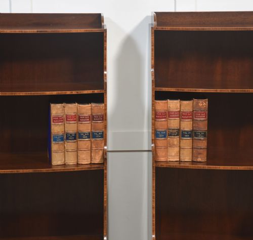 PAIR OF MAHOGANY INLAID OPEN BOOKCASES - ADDITIONAL PHOTO 1
