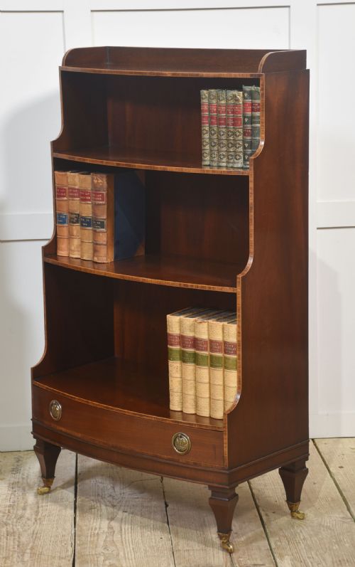 PAIR OF MAHOGANY INLAID OPEN BOOKCASES - ADDITIONAL PHOTO 8