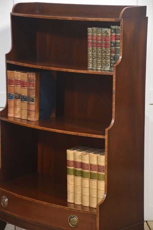 PAIR OF MAHOGANY INLAID OPEN BOOKCASES - ADDITIONAL PHOTO 9