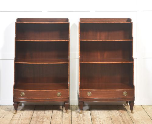 PAIR OF MAHOGANY INLAID OPEN BOOKCASES - ADDITIONAL PHOTO 12