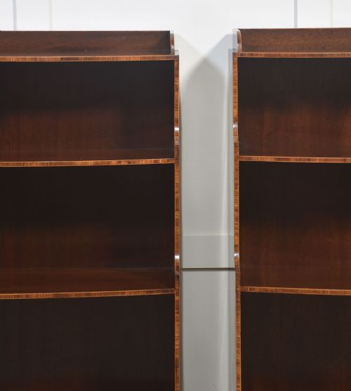PAIR OF MAHOGANY INLAID OPEN BOOKCASES - ADDITIONAL PHOTO 13