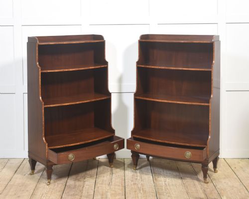 PAIR OF MAHOGANY INLAID OPEN BOOKCASES - ADDITIONAL PHOTO 15