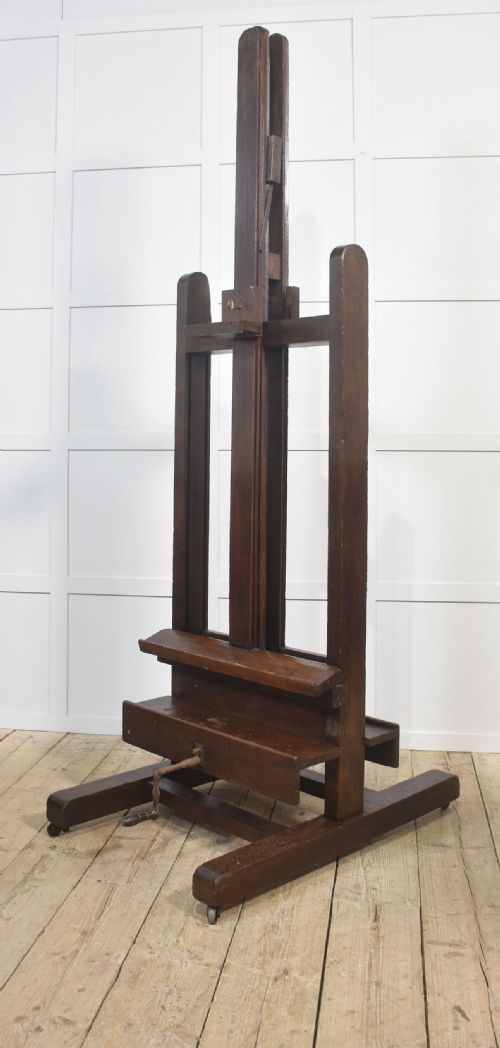 MONUMENTAL FULLY ADJUSTABLE OAK ARTISTS STUDIO EASEL - ADDITIONAL PHOTO 6