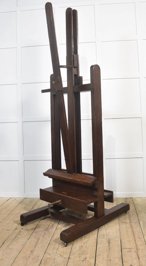 MONUMENTAL FULLY ADJUSTABLE OAK ARTISTS STUDIO EASEL - ADDITIONAL PHOTO 8