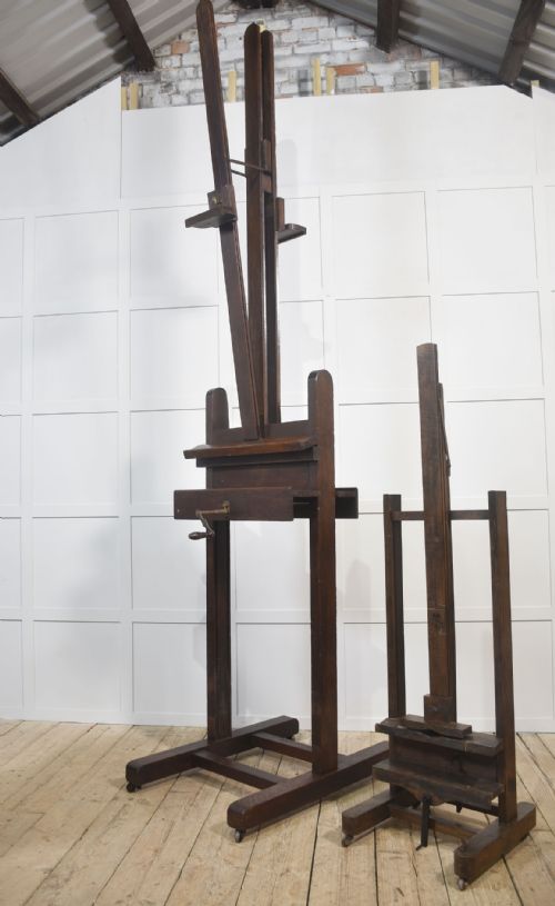 MONUMENTAL FULLY ADJUSTABLE OAK ARTISTS STUDIO EASEL - ADDITIONAL PHOTO 12