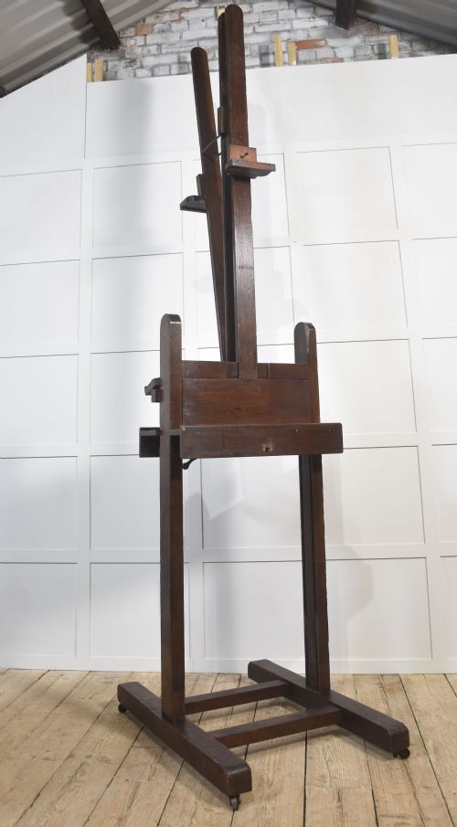 MONUMENTAL FULLY ADJUSTABLE OAK ARTISTS STUDIO EASEL - ADDITIONAL PHOTO 13