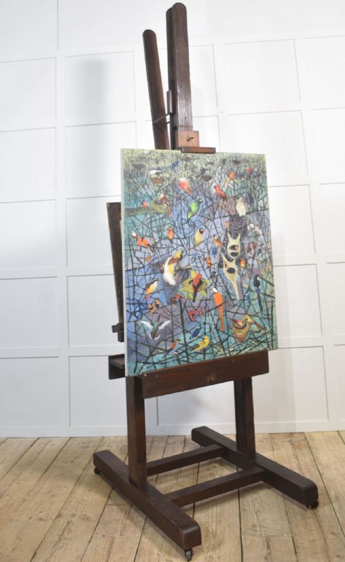 MONUMENTAL FULLY ADJUSTABLE OAK ARTISTS STUDIO EASEL - ADDITIONAL PHOTO 16