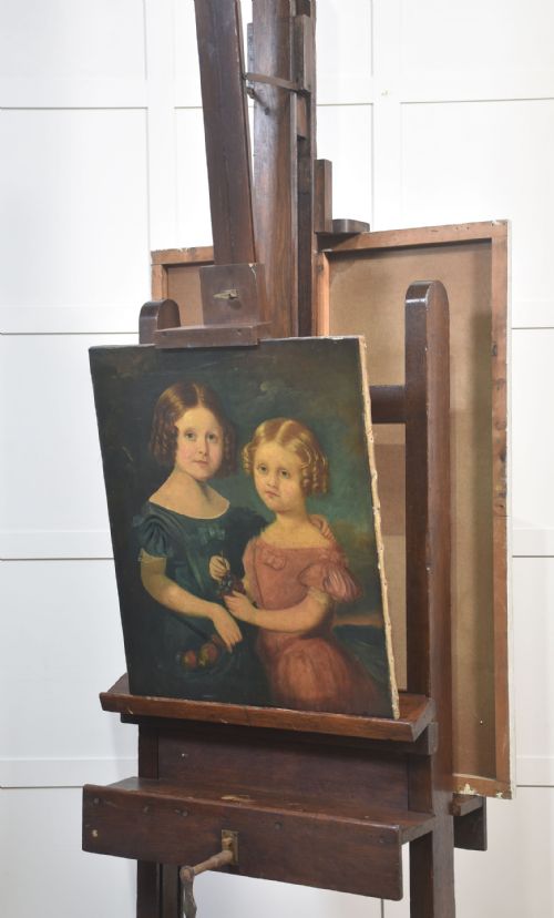 MONUMENTAL FULLY ADJUSTABLE OAK ARTISTS STUDIO EASEL - ADDITIONAL PHOTO 18