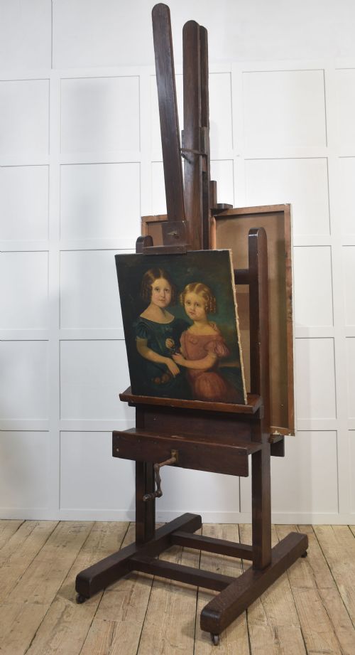 MONUMENTAL FULLY ADJUSTABLE OAK ARTISTS STUDIO EASEL - ADDITIONAL PHOTO 19