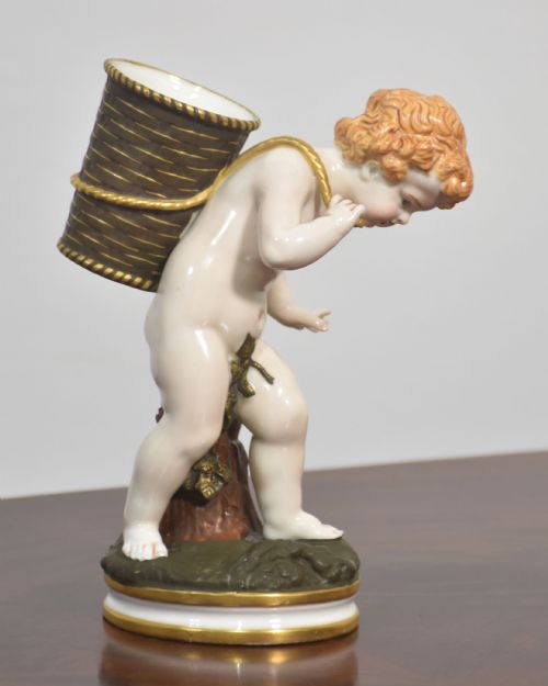 ROYAL WORCESTER PORCELAIN FIGURE CHERUB WITH BASKET - ADDITIONAL PHOTO 1