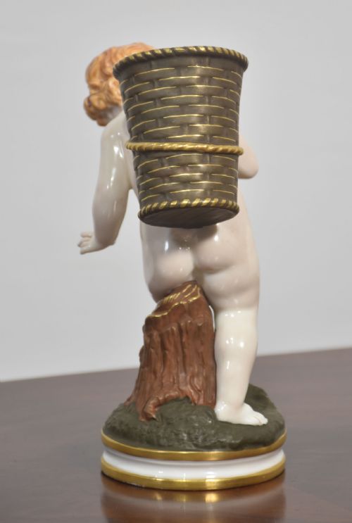 ROYAL WORCESTER PORCELAIN FIGURE CHERUB WITH BASKET - ADDITIONAL PHOTO 2