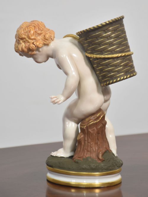 ROYAL WORCESTER PORCELAIN FIGURE CHERUB WITH BASKET - ADDITIONAL PHOTO 3