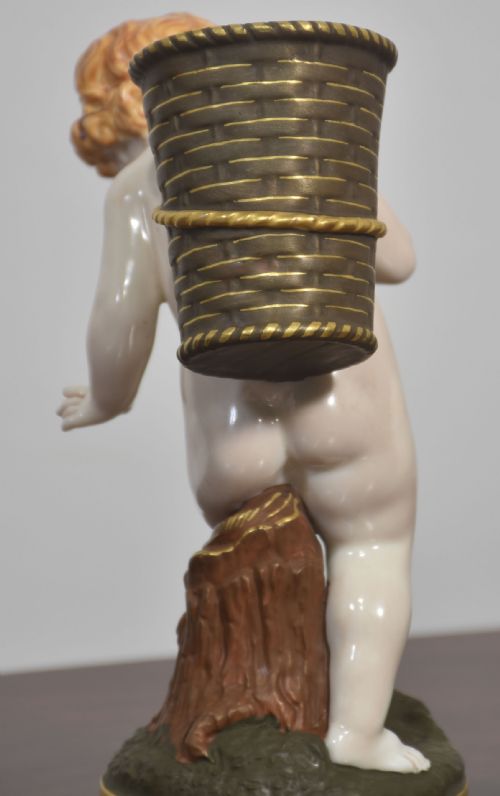 ROYAL WORCESTER PORCELAIN FIGURE CHERUB WITH BASKET - ADDITIONAL PHOTO 6