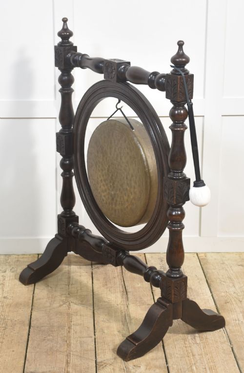 OAK AND BRASS DINNER GONG - ADDITIONAL PHOTO 1