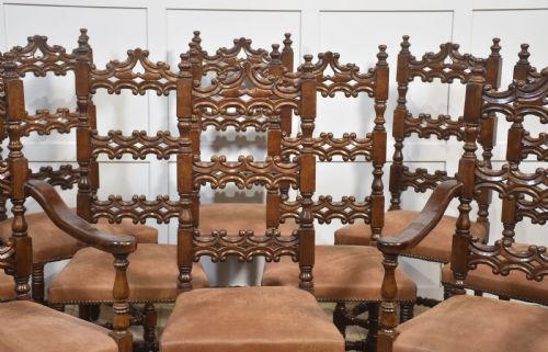 SET OF TEN ANTIQUE WALNUT HIGHBACK DINING CHAIRS - ADDITIONAL PHOTO 3