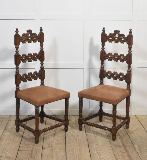 SET OF TEN ANTIQUE WALNUT HIGHBACK DINING CHAIRS - ADDITIONAL PHOTO 4