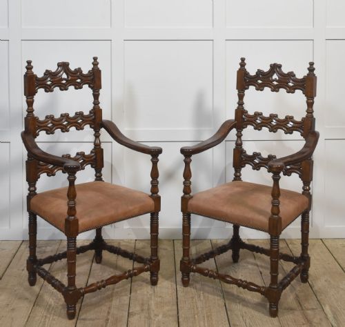 SET OF TEN ANTIQUE WALNUT HIGHBACK DINING CHAIRS - ADDITIONAL PHOTO 8
