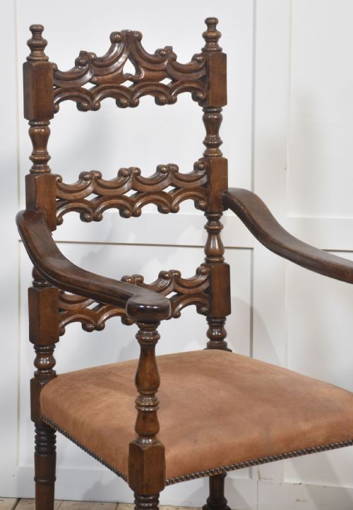SET OF TEN ANTIQUE WALNUT HIGHBACK DINING CHAIRS - ADDITIONAL PHOTO 9