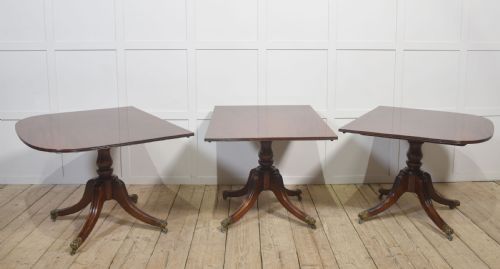 MAHOGANY TRIPLE PEDESTAL DINING TABLE - ADDITIONAL PHOTO 12