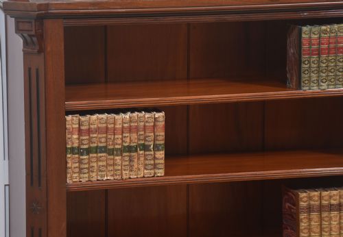 MAHOGANY OPEN BOOKCASE WITH MIRROR BACK - ADDITIONAL PHOTO 2