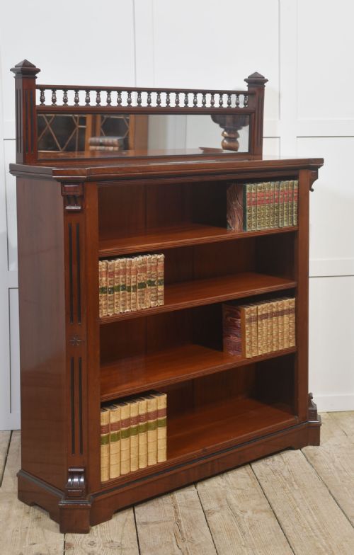MAHOGANY OPEN BOOKCASE WITH MIRROR BACK - ADDITIONAL PHOTO 3