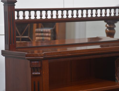 MAHOGANY OPEN BOOKCASE WITH MIRROR BACK - ADDITIONAL PHOTO 5