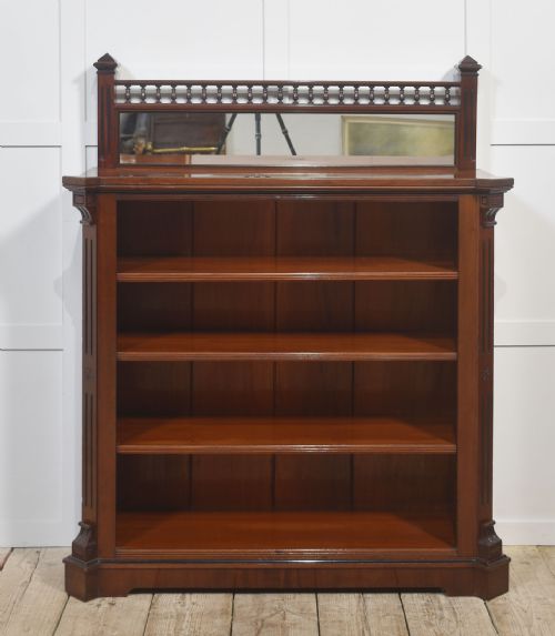 MAHOGANY OPEN BOOKCASE WITH MIRROR BACK - ADDITIONAL PHOTO 7