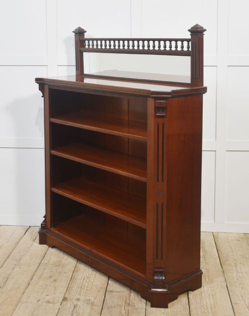 MAHOGANY OPEN BOOKCASE WITH MIRROR BACK - ADDITIONAL PHOTO 9